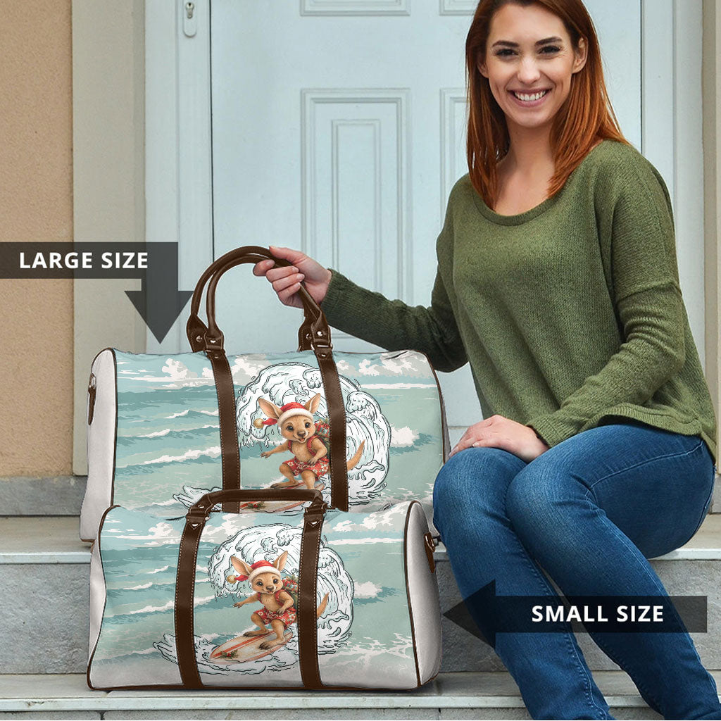 Aussie Festive Wallaby Christmas Travel Bag Surf's up Santa Animal Lover