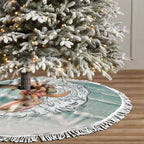 Aussie Festive Wallaby Christmas Tree Skirt Surf's up Santa Animal Lover