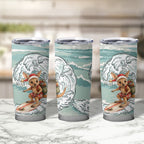 Aussie Festive Wallaby Christmas Tumbler Cup Surf's up Santa Animal Lover