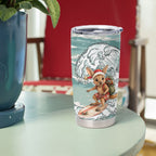 Aussie Festive Wallaby Christmas Tumbler Cup Surf's up Santa Animal Lover