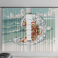 Aussie Festive Wallaby Christmas Window Curtain Surf's up Santa Animal Lover