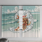Aussie Festive Wallaby Christmas Window Curtain Surf's up Santa Animal Lover