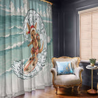Aussie Festive Wallaby Christmas Window Curtain Surf's up Santa Animal Lover