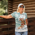 Aussie Festive Wallaby Christmas Women Polo Shirt Surf's up Santa Animal Lover