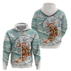 Aussie Festive Wallaby Christmas Zip Hoodie Surf's up Santa Animal Lover