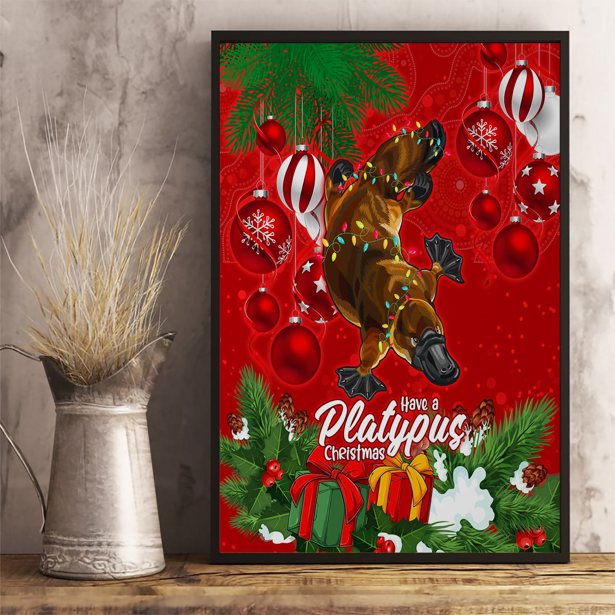 platypus-lover-canvas-wall-art-australia-merry-christmas-aboriginal