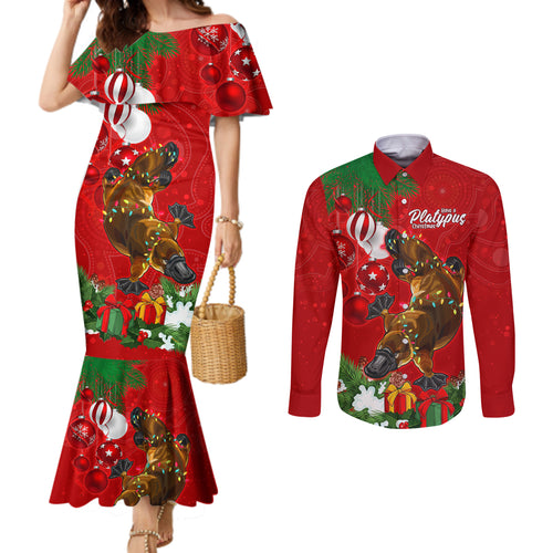 platypus-lover-couples-matching-mermaid-dress-and-long-sleeve-button-shirt-australia-merry-christmas-aboriginal