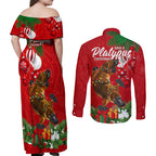 platypus-lover-couples-matching-off-shoulder-maxi-dress-and-long-sleeve-button-shirt-australia-merry-christmas-aboriginal