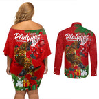 platypus-lover-couples-matching-off-shoulder-short-dress-and-long-sleeve-button-shirt-australia-merry-christmas-aboriginal