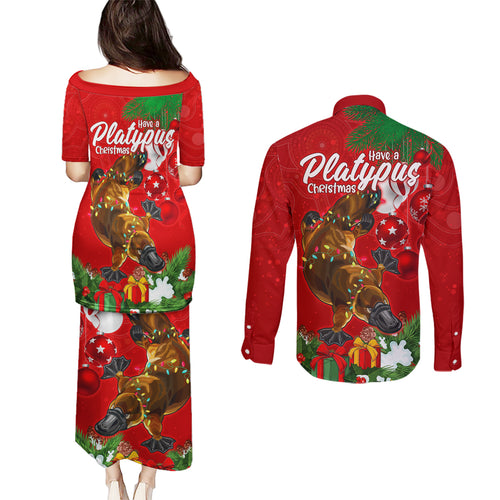 platypus-lover-couples-matching-puletasi-dress-and-long-sleeve-button-shirt-australia-merry-christmas-aboriginal