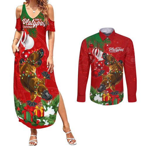 platypus-lover-couples-matching-summer-maxi-dress-and-long-sleeve-button-shirt-australia-merry-christmas-aboriginal