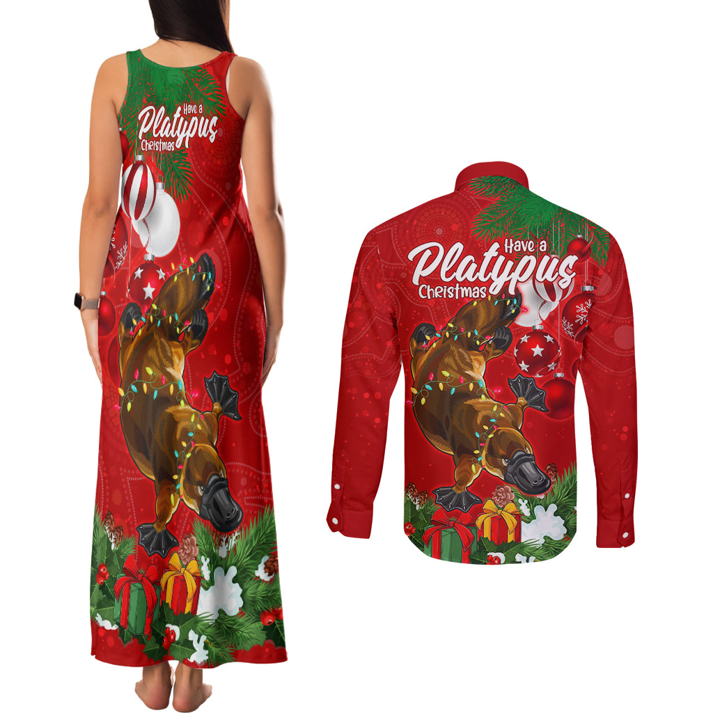 platypus-lover-couples-matching-tank-maxi-dress-and-long-sleeve-button-shirt-australia-merry-christmas-aboriginal