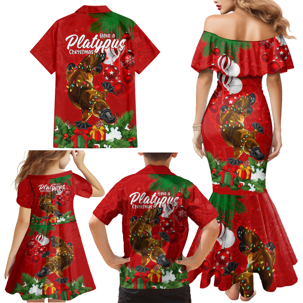 platypus-lover-family-matching-mermaid-dress-and-hawaiian-shirt-australia-merry-christmas-aboriginal