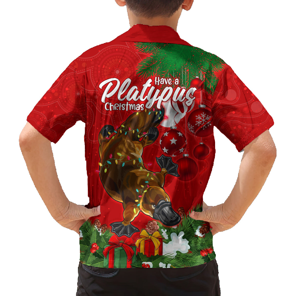 platypus-lover-family-matching-off-shoulder-short-dress-and-hawaiian-shirt-australia-merry-christmas-aboriginal
