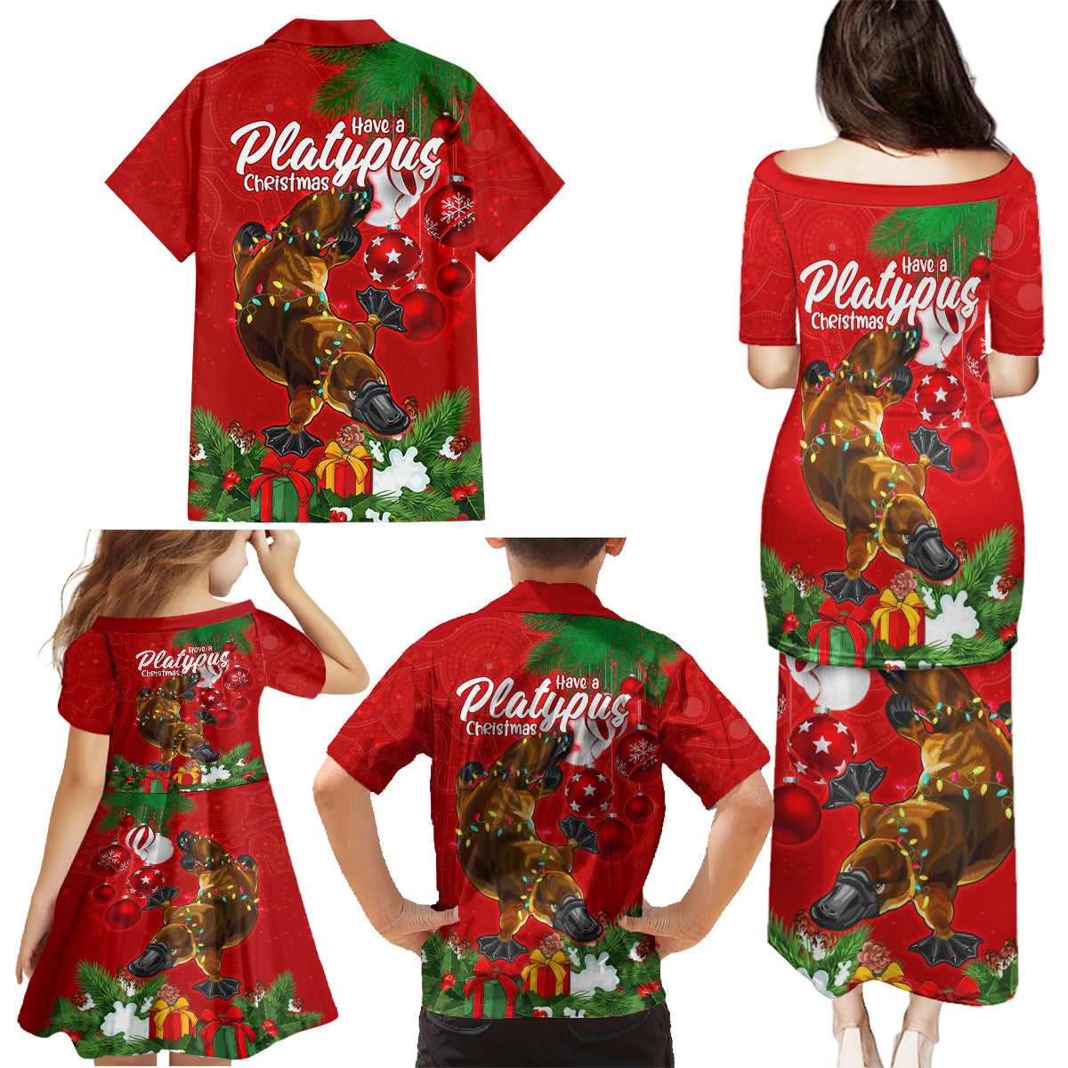 platypus-lover-family-matching-puletasi-dress-and-hawaiian-shirt-australia-merry-christmas-aboriginal