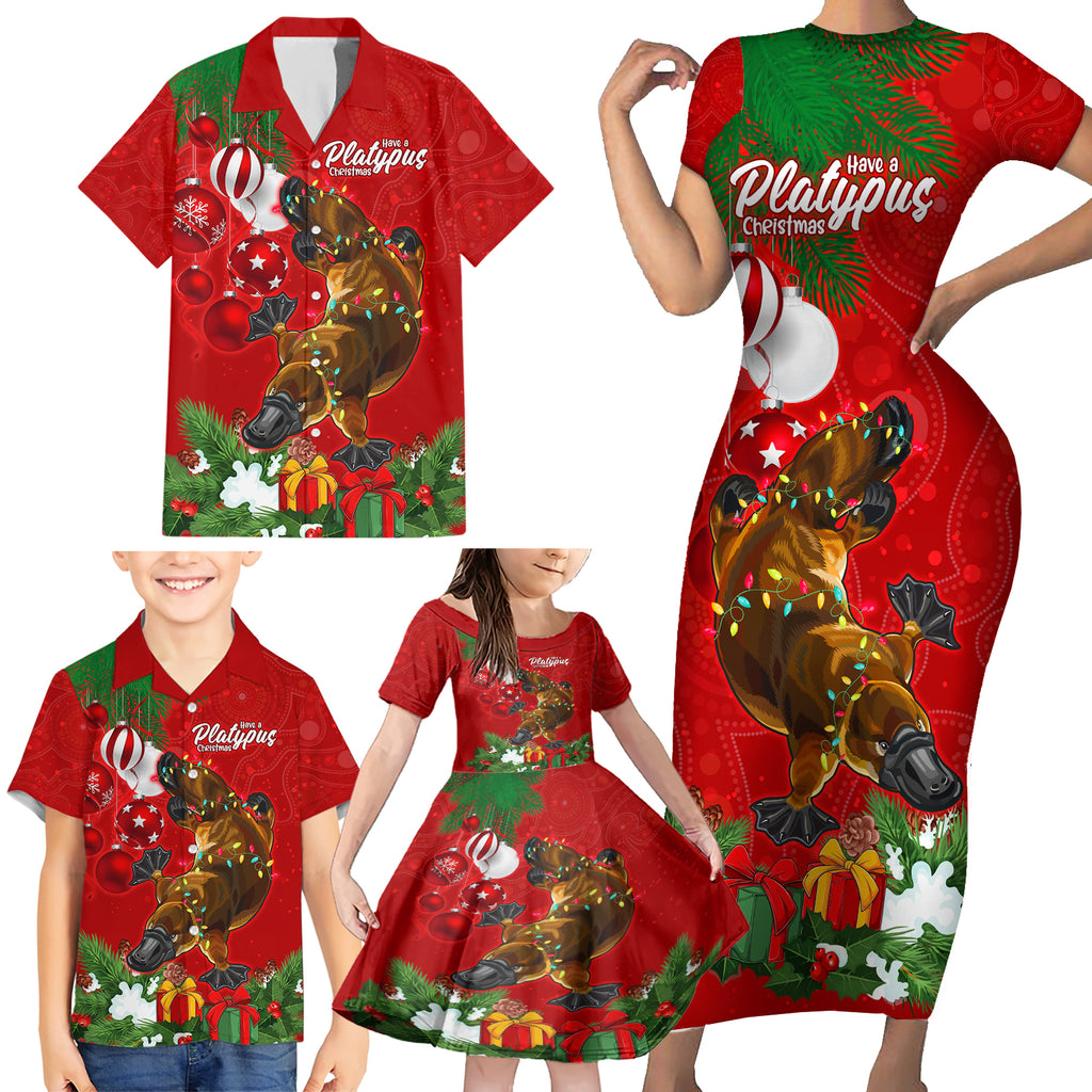 platypus-lover-family-matching-short-sleeve-bodycon-dress-and-hawaiian-shirt-australia-merry-christmas-aboriginal
