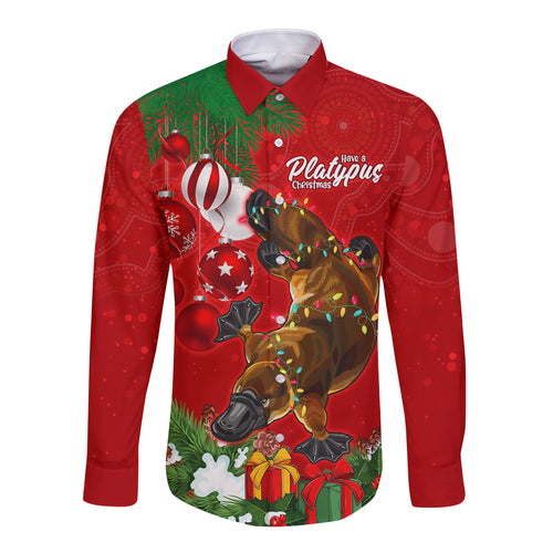 platypus-lover-long-sleeve-button-shirt-australia-merry-christmas-aboriginal