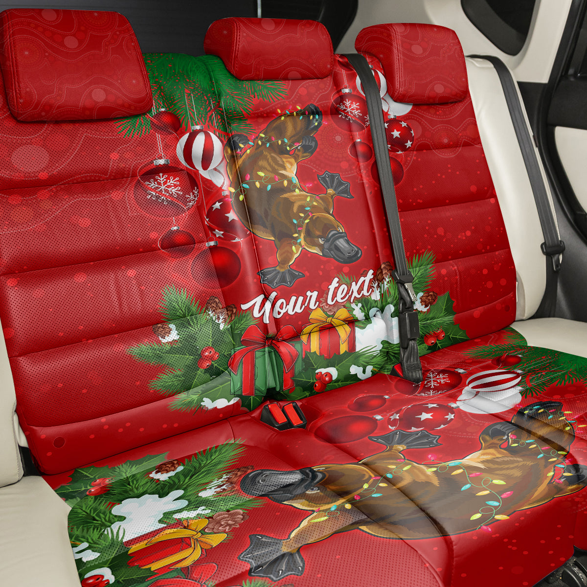 personalised-platypus-lover-back-car-seat-cover-australia-merry-christmas-aboriginal