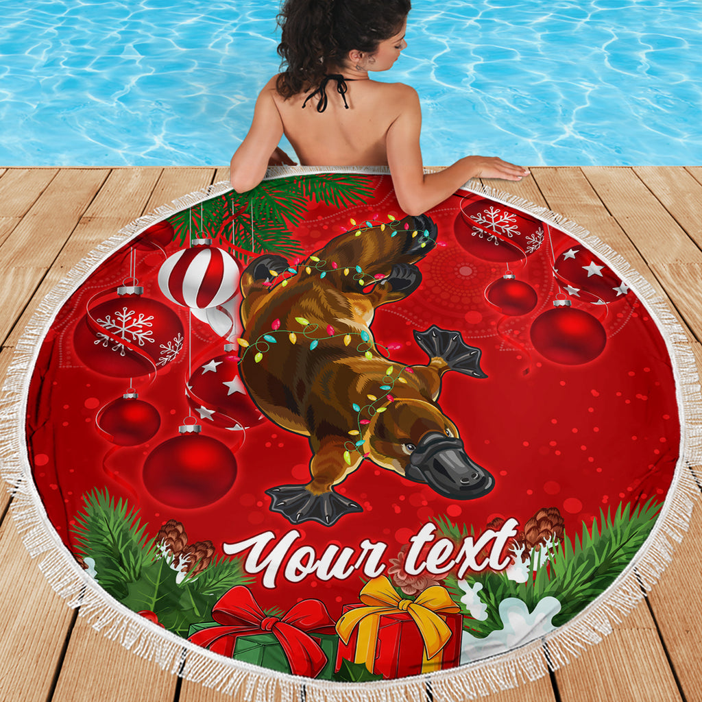 personalised-platypus-lover-beach-blanket-australia-merry-christmas-aboriginal