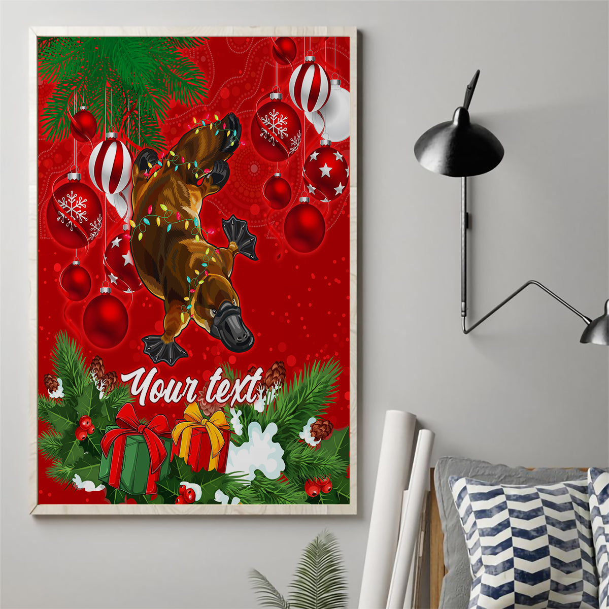 personalised-platypus-lover-canvas-wall-art-australia-merry-christmas-aboriginal