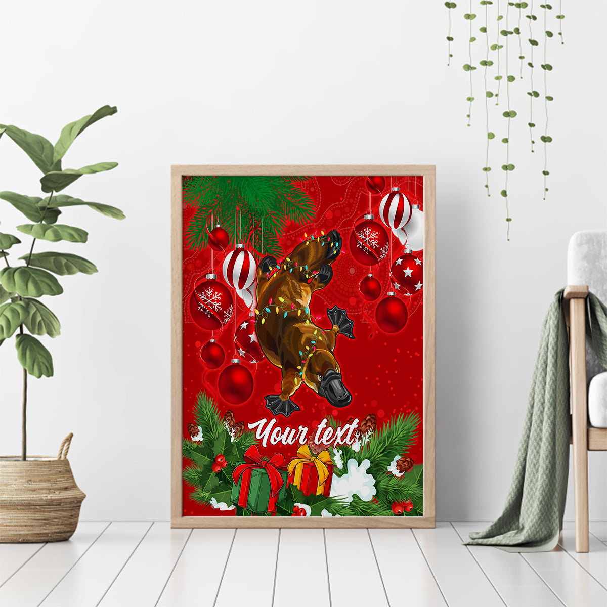 personalised-platypus-lover-canvas-wall-art-australia-merry-christmas-aboriginal