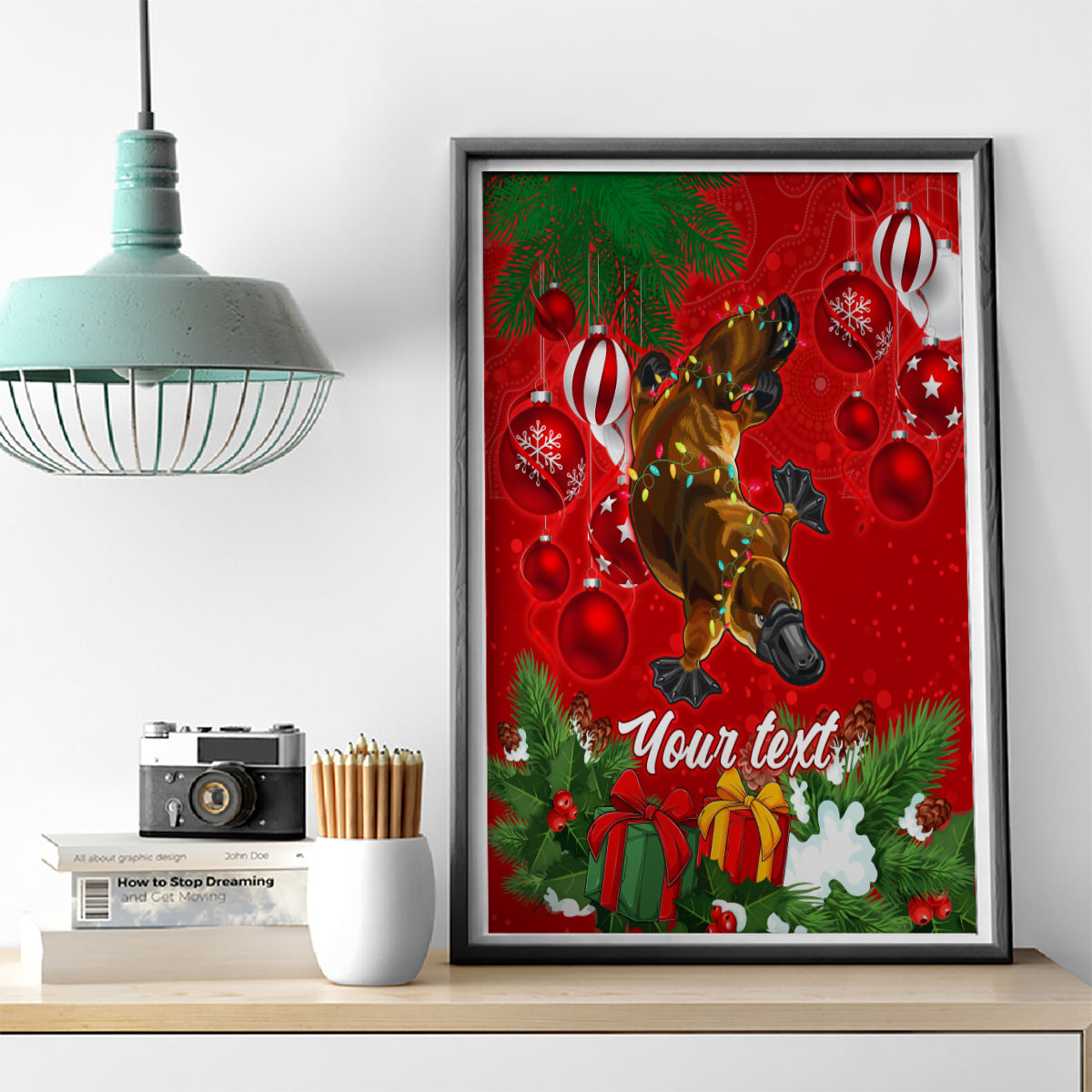personalised-platypus-lover-canvas-wall-art-australia-merry-christmas-aboriginal
