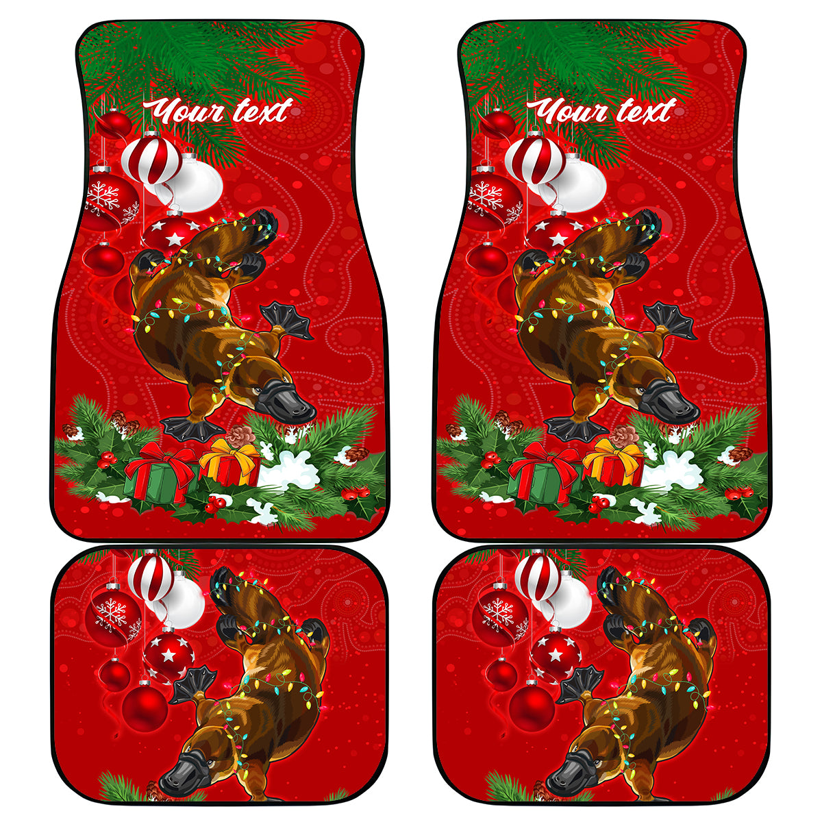 personalised-platypus-lover-car-mats-australia-merry-christmas-aboriginal
