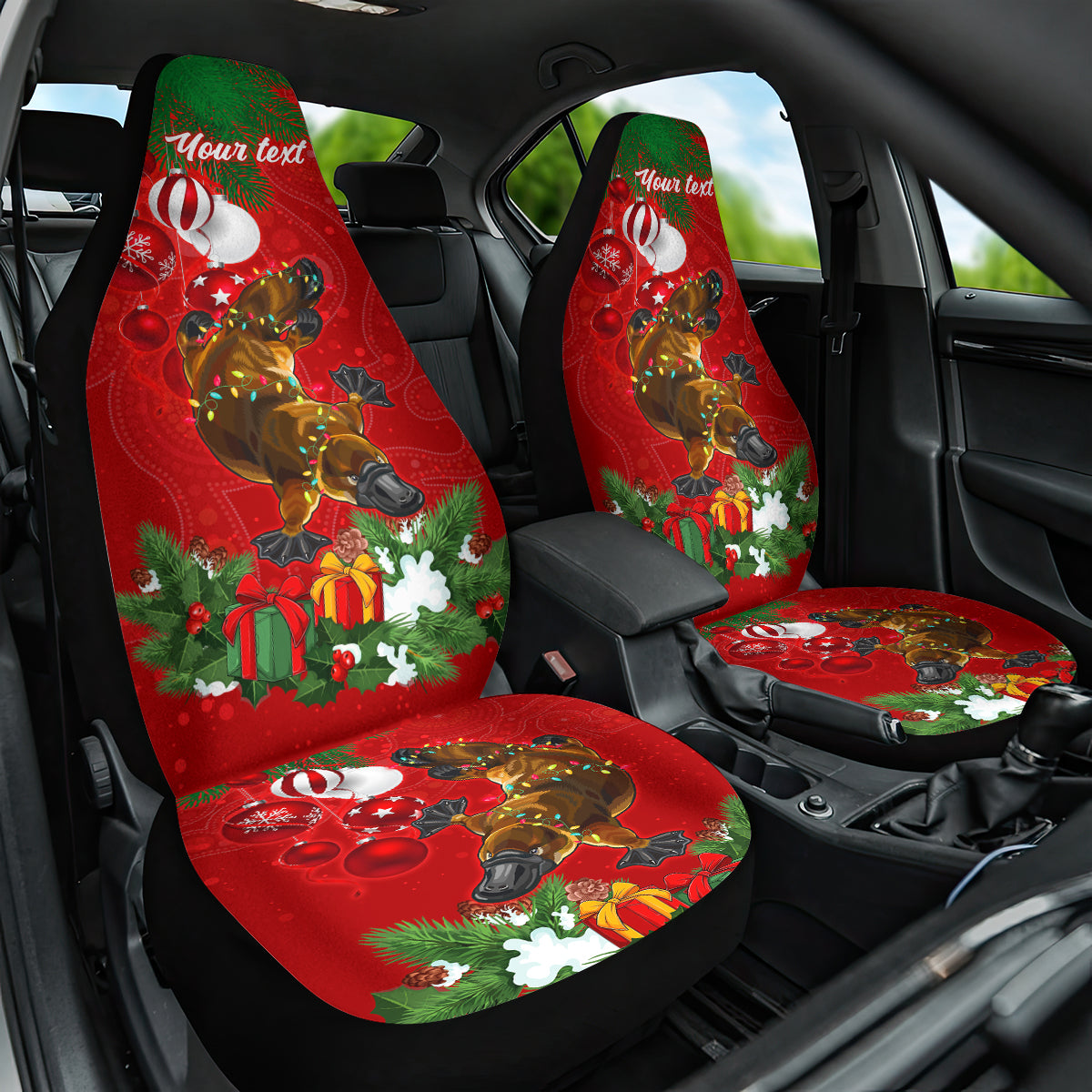 personalised-platypus-lover-car-seat-cover-australia-merry-christmas-aboriginal