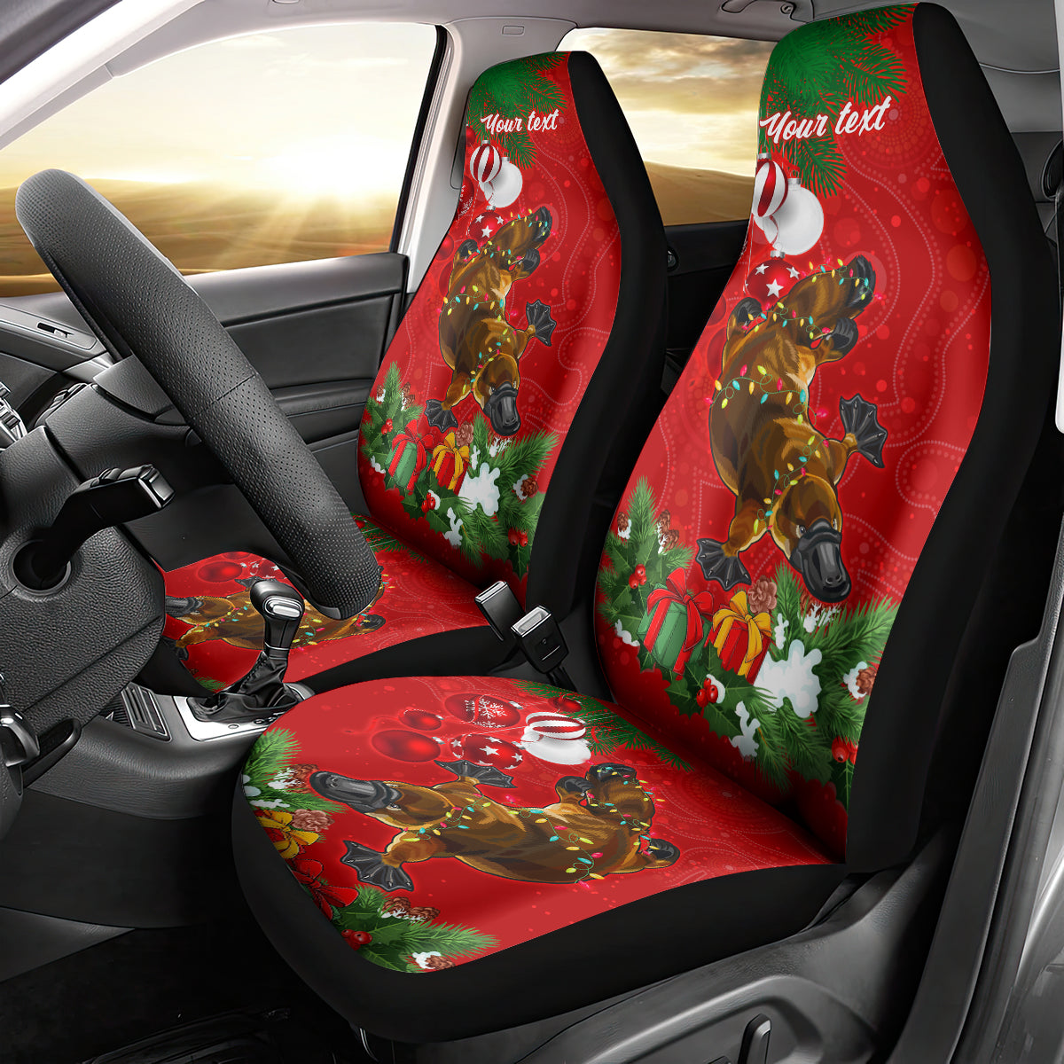 personalised-platypus-lover-car-seat-cover-australia-merry-christmas-aboriginal