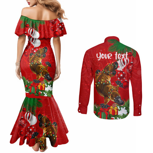 personalised-platypus-lover-couples-matching-mermaid-dress-and-long-sleeve-button-shirt-australia-merry-christmas-aboriginal