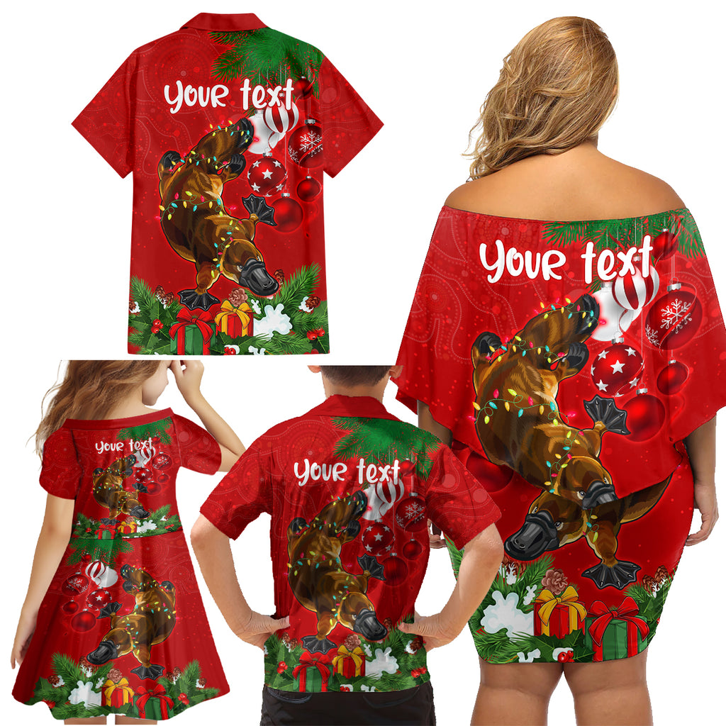 personalised-platypus-lover-family-matching-off-shoulder-short-dress-and-hawaiian-shirt-australia-merry-christmas-aboriginal