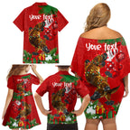 personalised-platypus-lover-family-matching-off-shoulder-short-dress-and-hawaiian-shirt-australia-merry-christmas-aboriginal