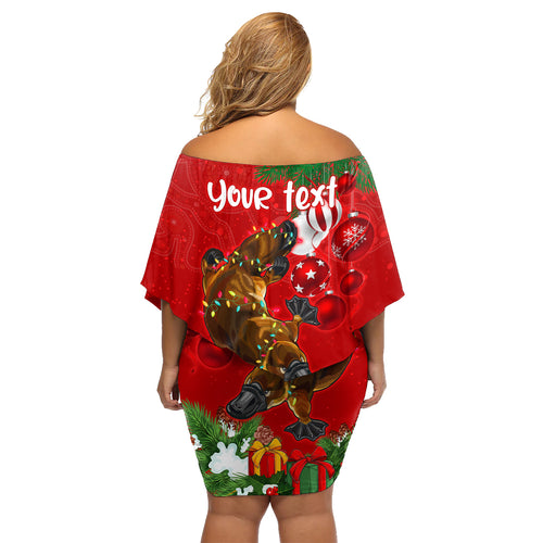 personalised-platypus-lover-family-matching-off-shoulder-short-dress-and-hawaiian-shirt-australia-merry-christmas-aboriginal
