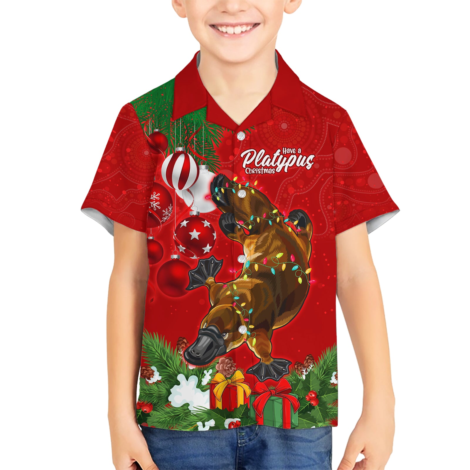 personalised-platypus-lover-hawaiian-shirt-australia-merry-christmas-aboriginal