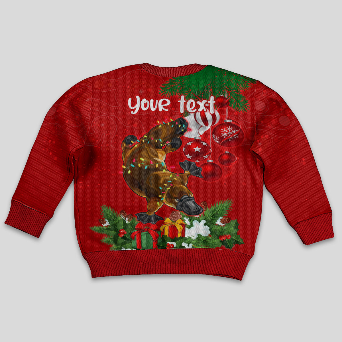 personalised-platypus-lover-kid-ugly-christmas-sweater-australia-merry-christmas-aboriginal