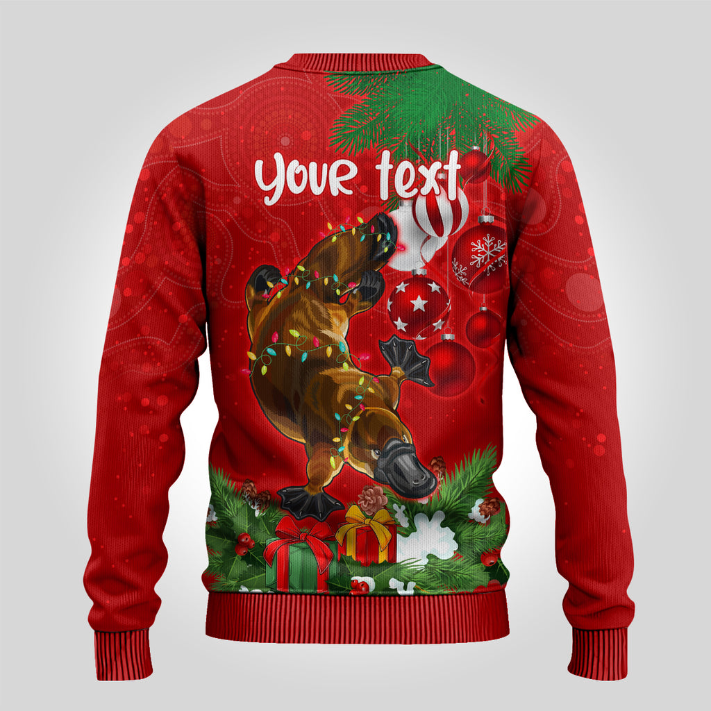 personalised-platypus-lover-ugly-christmas-sweater-australia-merry-christmas-aboriginal