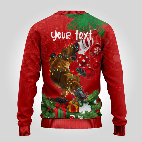 personalised-platypus-lover-ugly-christmas-sweater-australia-merry-christmas-aboriginal