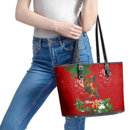 personalised-platypus-lover-leather-tote-bag-australia-merry-christmas-aboriginal