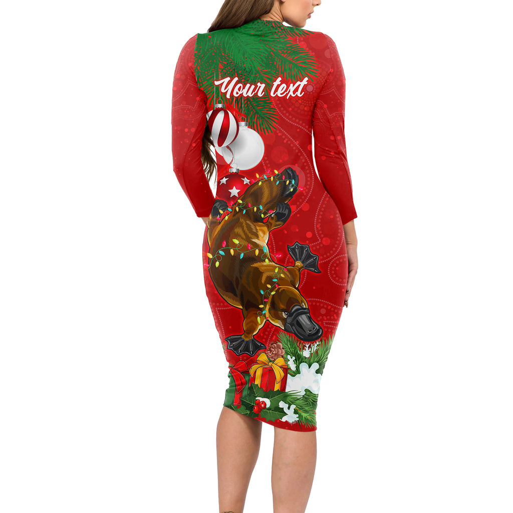 personalised-platypus-lover-long-sleeve-bodycon-dress-australia-merry-christmas-aboriginal