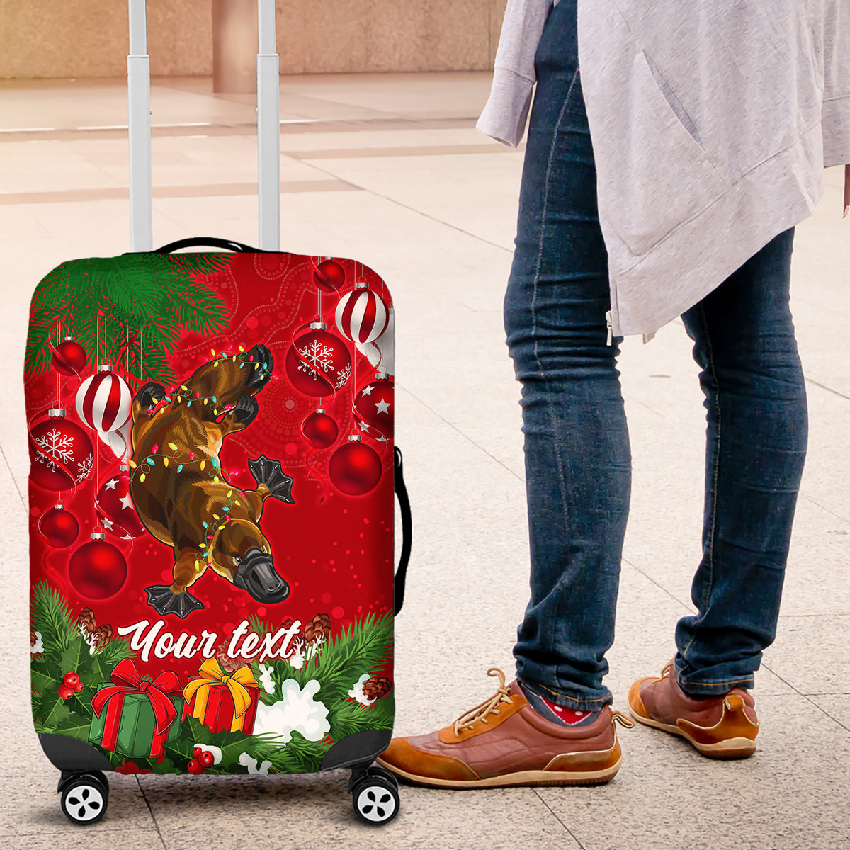 personalised-platypus-lover-luggage-cover-australia-merry-christmas-aboriginal