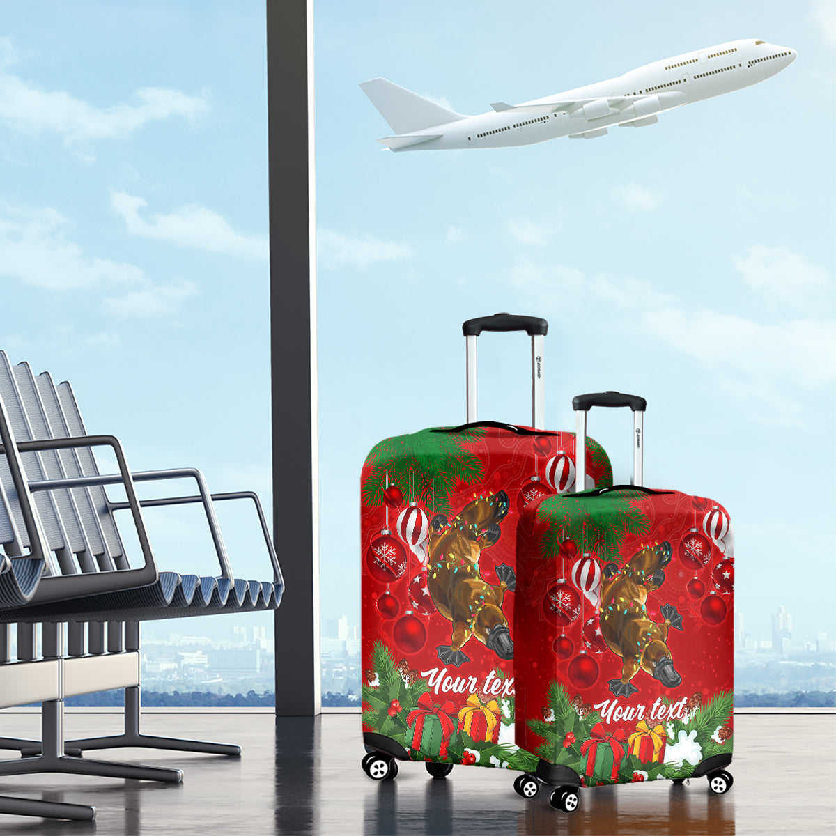 personalised-platypus-lover-luggage-cover-australia-merry-christmas-aboriginal