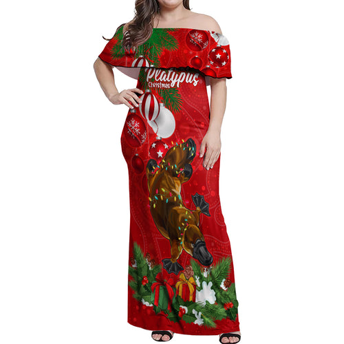 personalised-platypus-lover-off-shoulder-maxi-dress-australia-merry-christmas-aboriginal