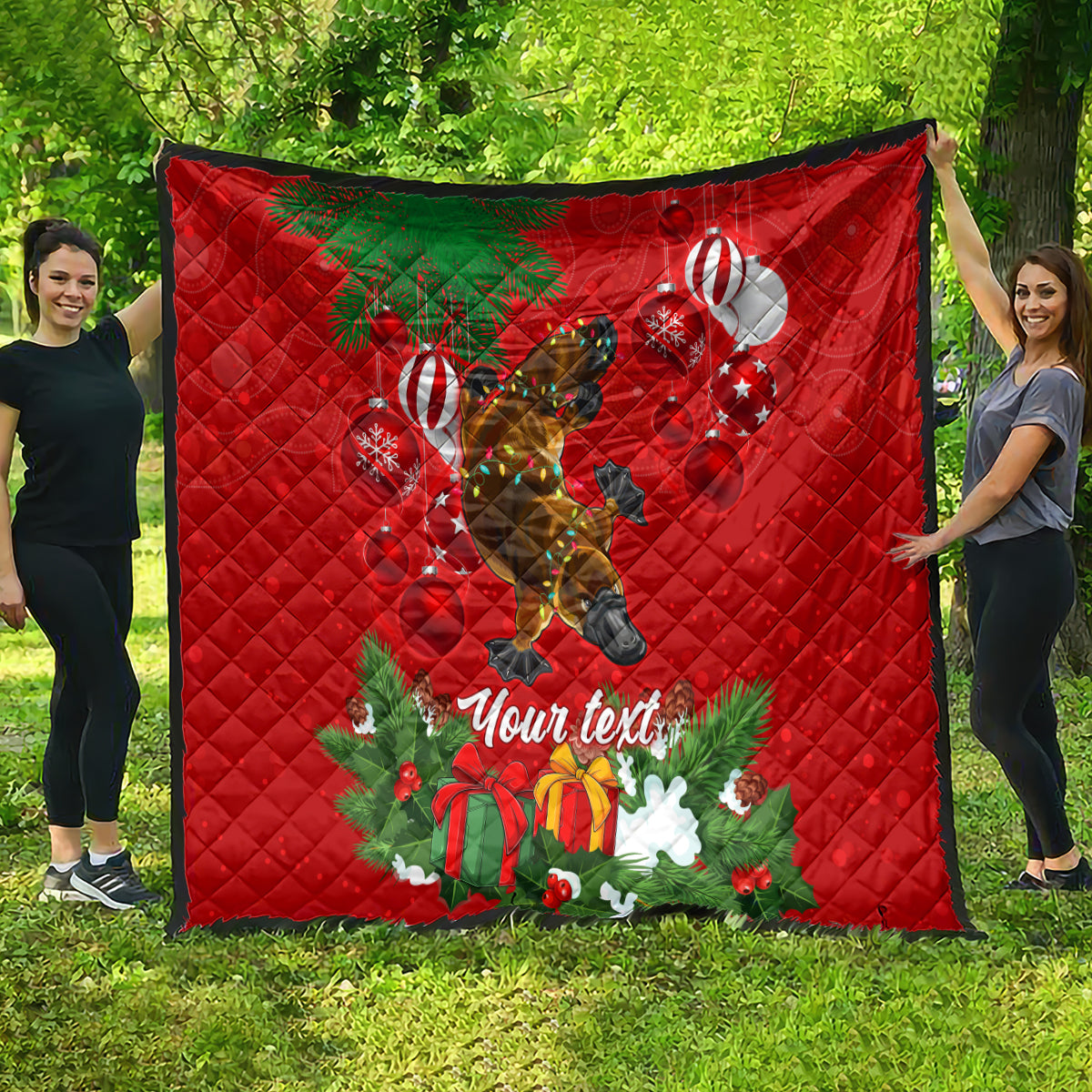 personalised-platypus-lover-quilt-australia-merry-christmas-aboriginal