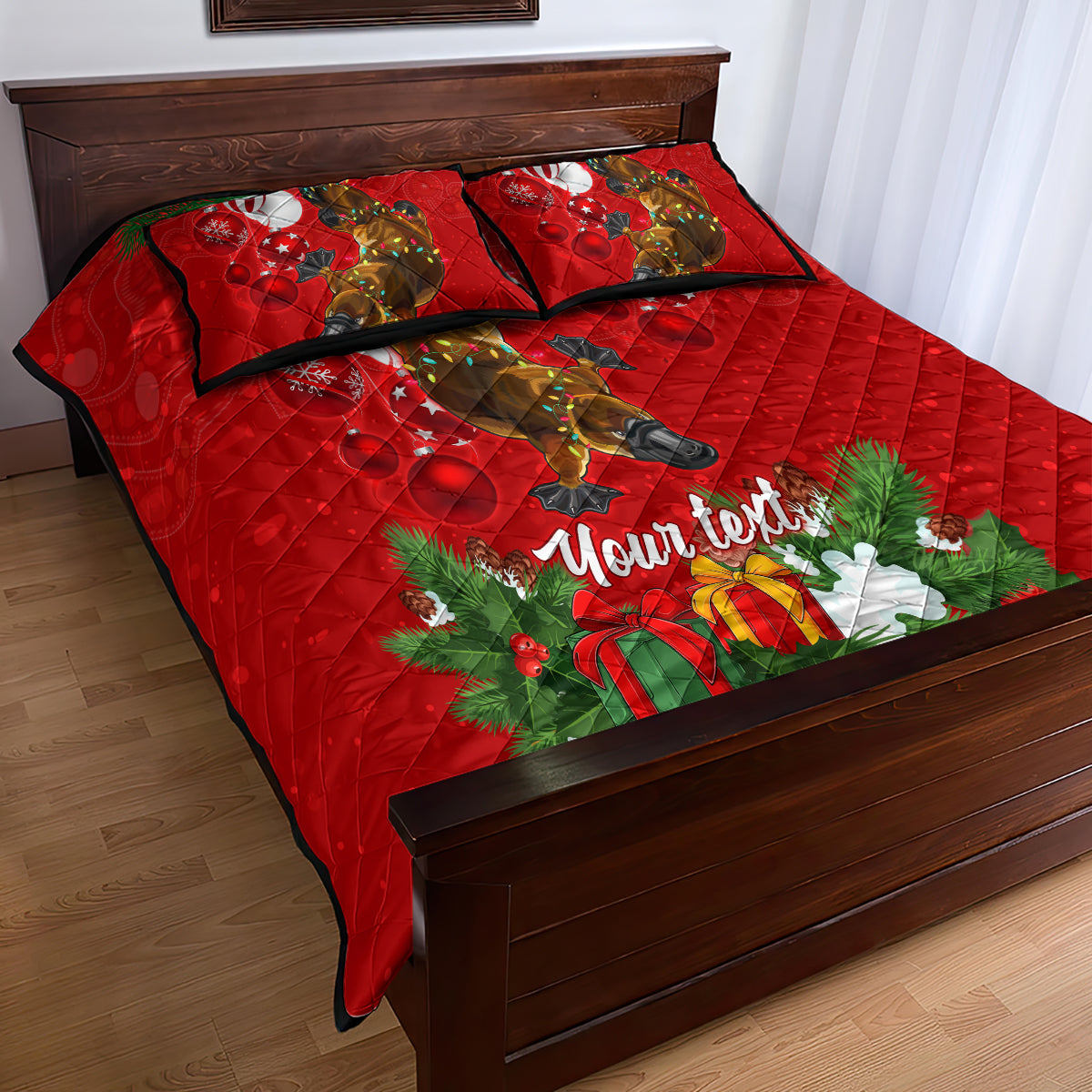 personalised-platypus-lover-quilt-bed-set-australia-merry-christmas-aboriginal
