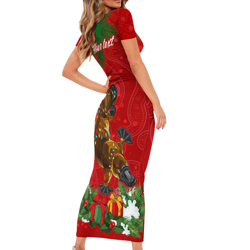 personalised-platypus-lover-short-sleeve-bodycon-dress-australia-merry-christmas-aboriginal