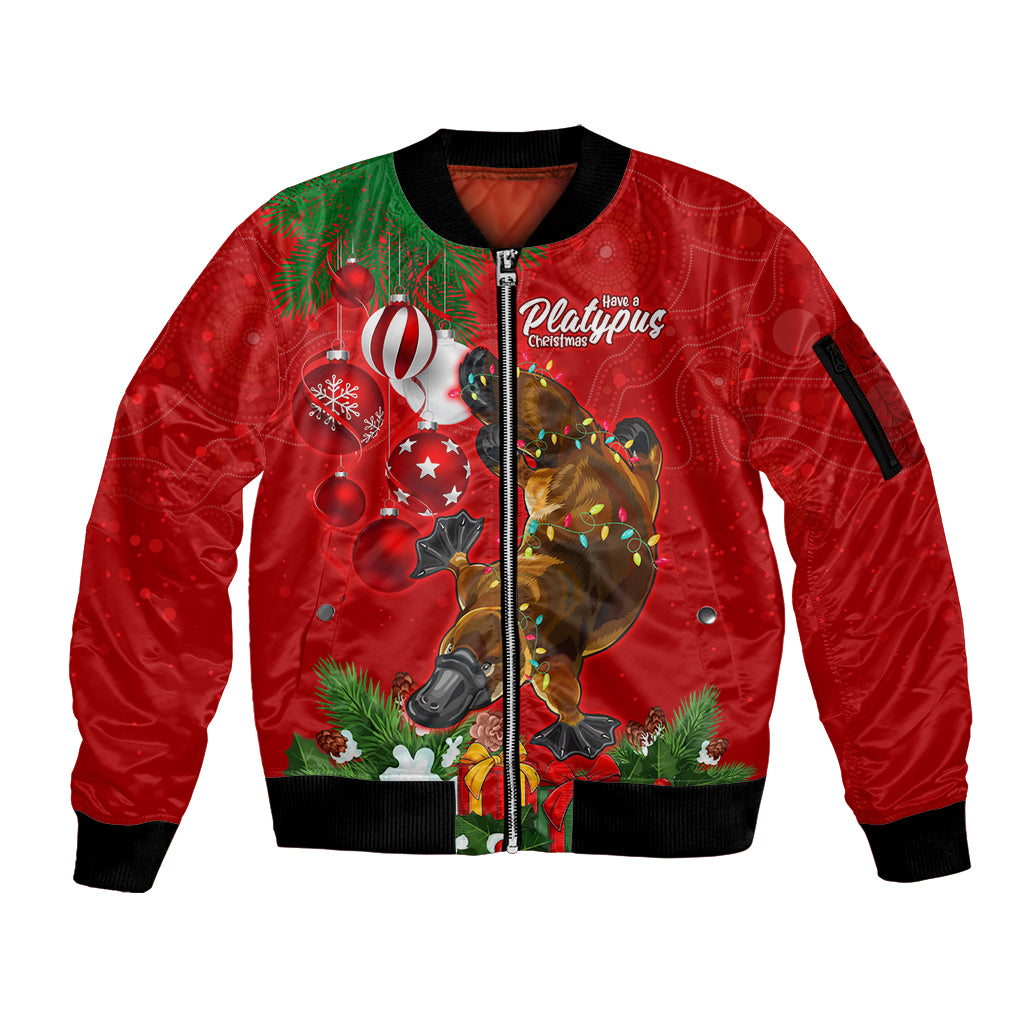 personalised-platypus-lover-sleeve-zip-bomber-jacket-australia-merry-christmas-aboriginal