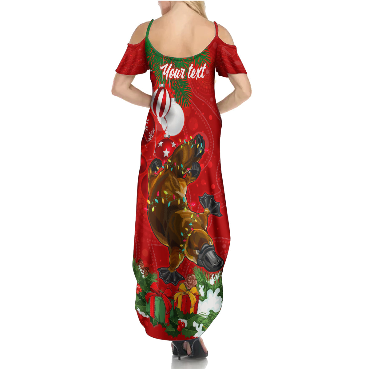 personalised-platypus-lover-summer-maxi-dress-australia-merry-christmas-aboriginal
