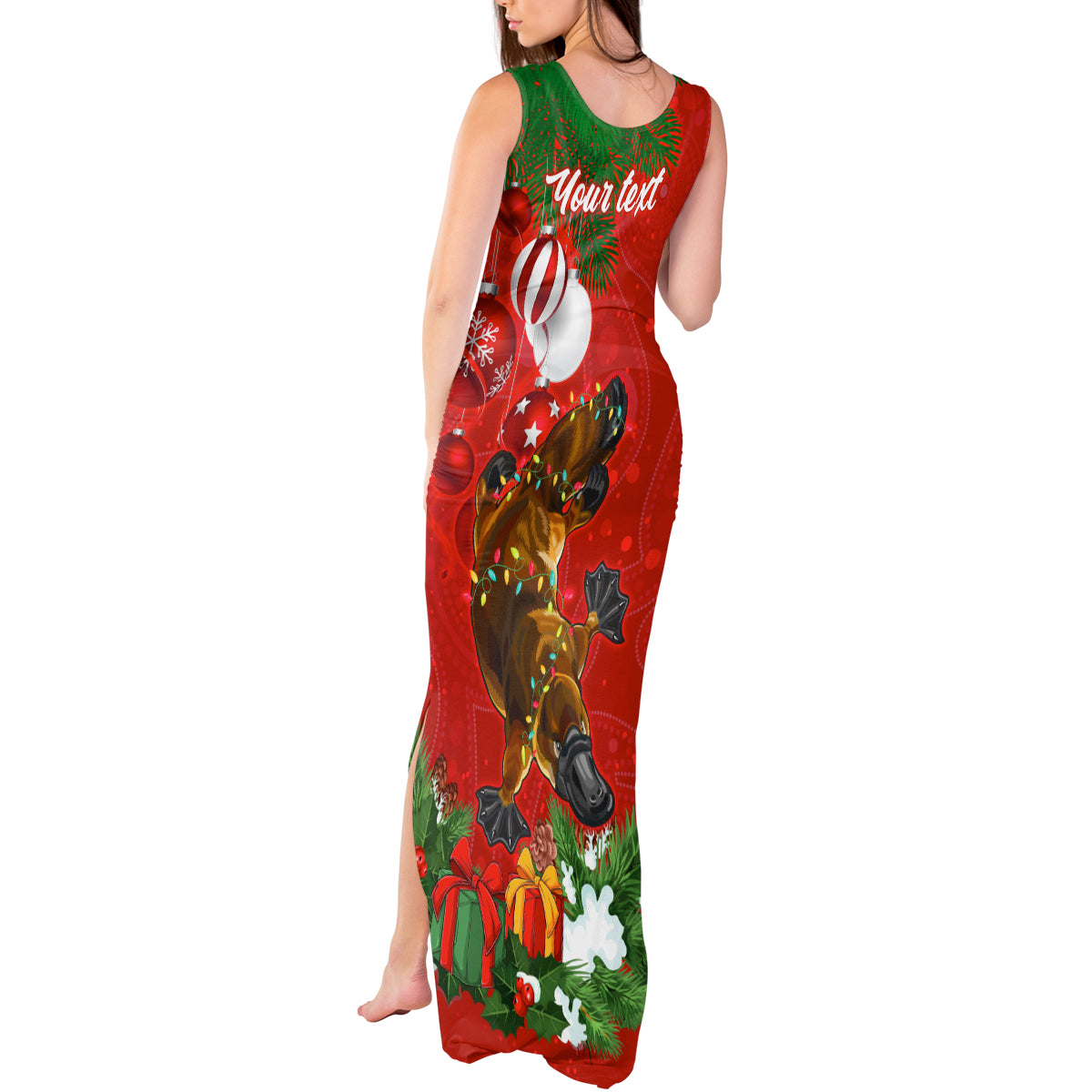 personalised-platypus-lover-tank-maxi-dress-australia-merry-christmas-aboriginal