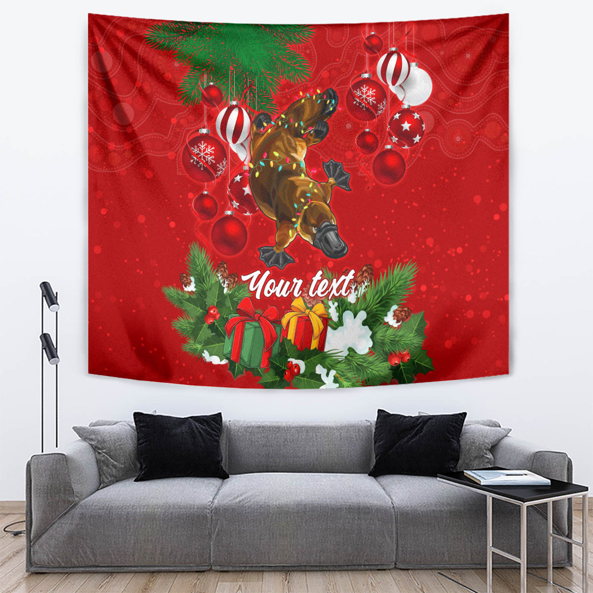 personalised-platypus-lover-tapestry-australia-merry-christmas-aboriginal