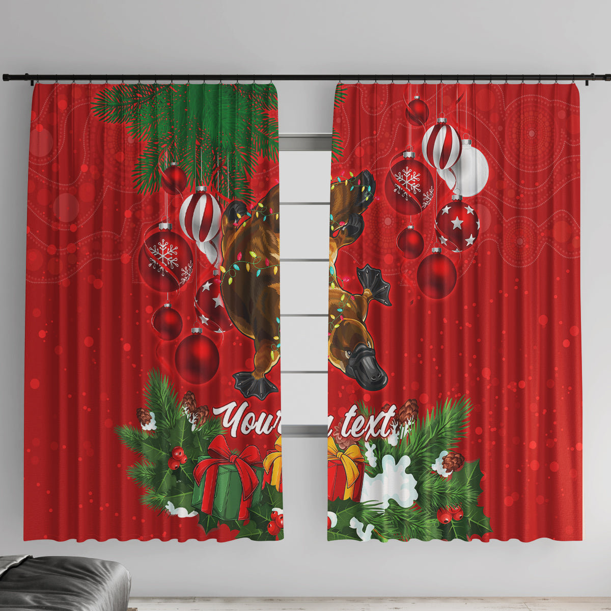 personalised-platypus-lover-window-curtain-australia-merry-christmas-aboriginal